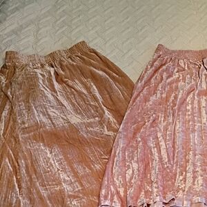 H&M Velvet A-Line Skirt in Tan and A.N.d. In Pink
